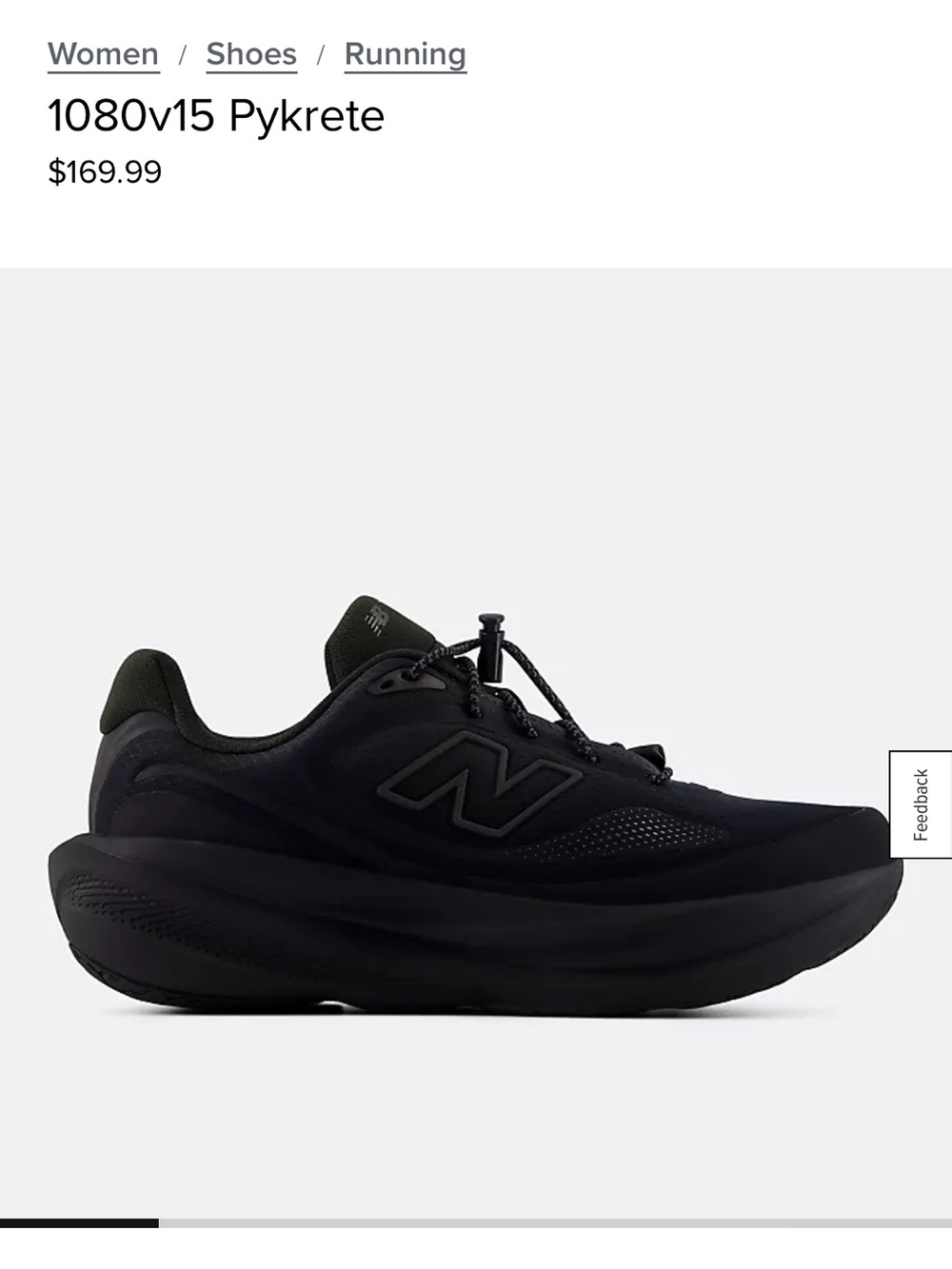 New Balance Women's Fresh Foam X 1080v14 × 1 All-Black Running Sneakers